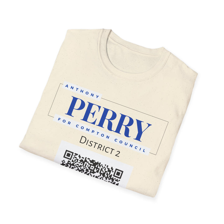 Campaign QR T-Shirt — "Perry for Compton Council, District 2"