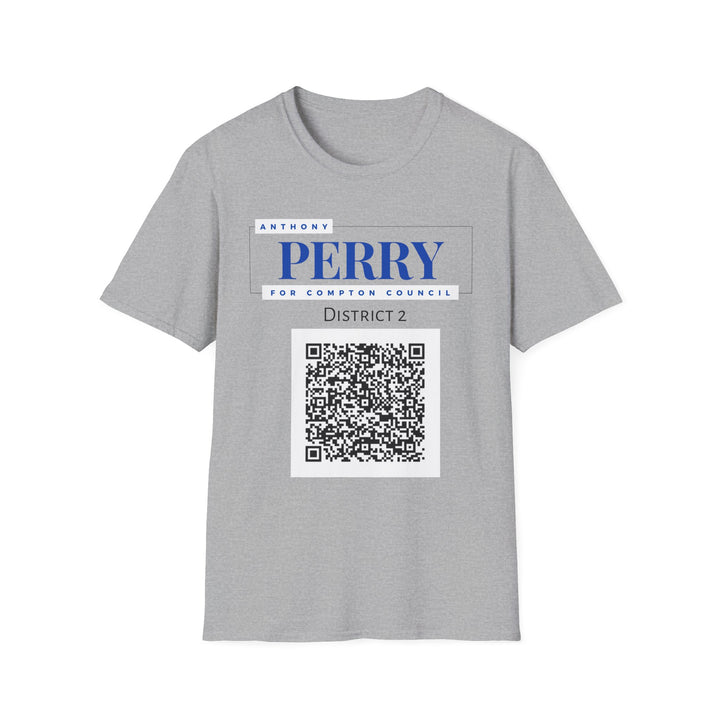 Campaign QR T-Shirt — "Perry for Compton Council, District 2"