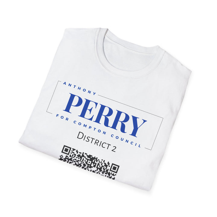 Campaign QR T-Shirt — "Perry for Compton Council, District 2"