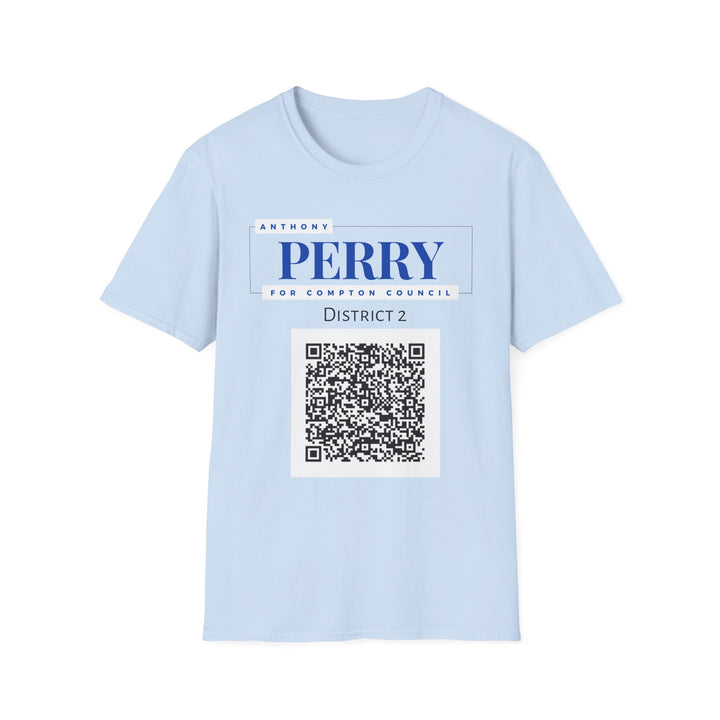 Campaign QR T-Shirt — "Perry for Compton Council, District 2"