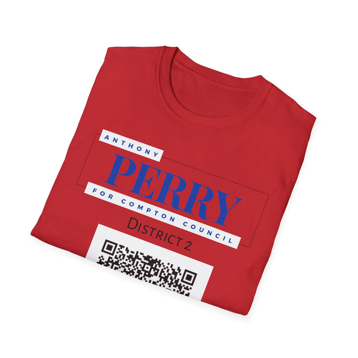 Campaign QR T-Shirt — "Perry for Compton Council, District 2"