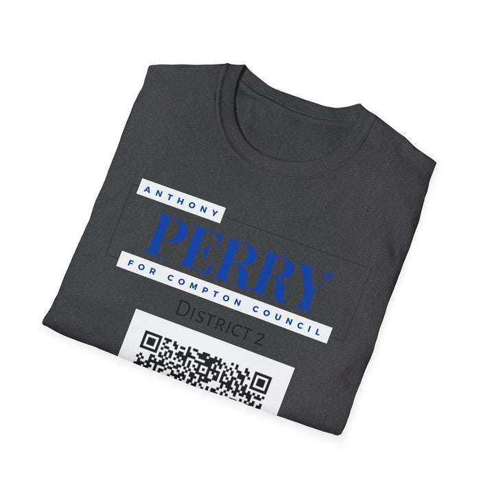 Campaign QR T-Shirt — "Perry for Compton Council, District 2"